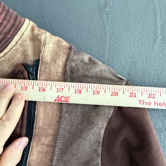 Avatar Boho Patchwork Zip Front Asymmetrical Jacket Women's Hippie Brown Black - Picture 10 of 12